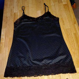 NEW (no tag) White House Black Market Polka Dot Lace Trim Camisole, Size M